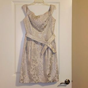 Off-white and Silver Floral Dress